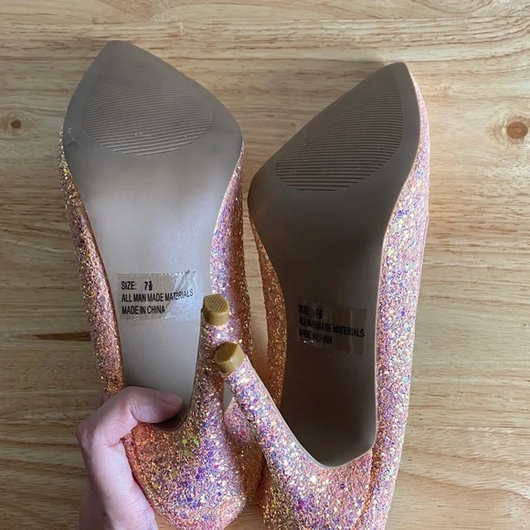 Qupid Womens Pink Glitter Heels - Picture 6 of 13